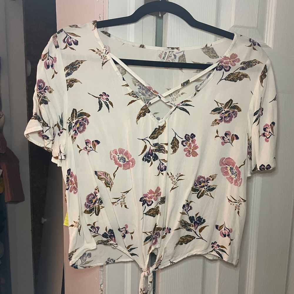 Mudd White Floral Women's Blouse